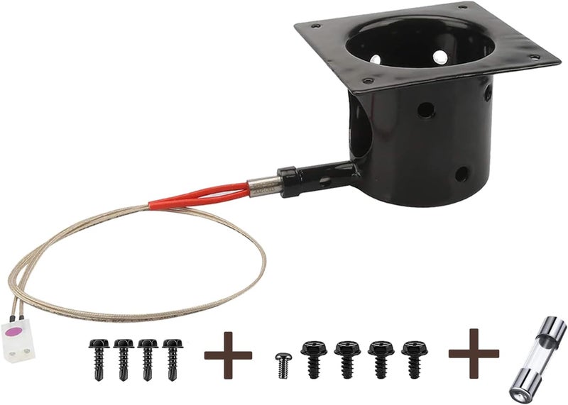 OUTGIK Heavy Duty Steel Porcelain-Enameled Fire Burn Pot and Hot Rod Ignitor Kit Replacement Parts for Traeger & Pit Boss Wood Pellet Grill, Igniter Ignition BBQ Part - Image 1